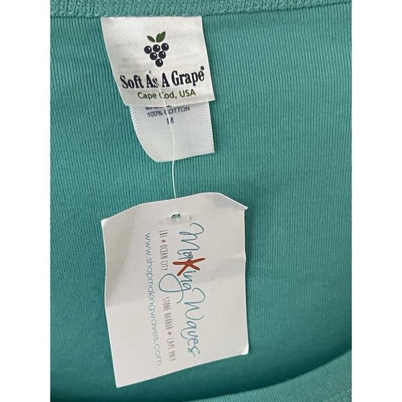 Making Waves Womens Size Small Stone Harbor 100% Cotton Aqua Beach T- Shirt Tee - Picture 5 of 9
